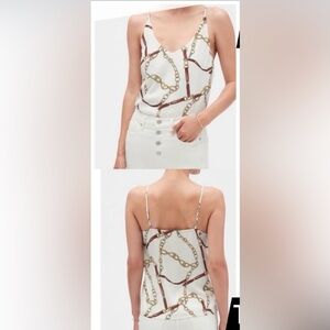 Banana Republic Chain Print Blouse in White and Brown Size S